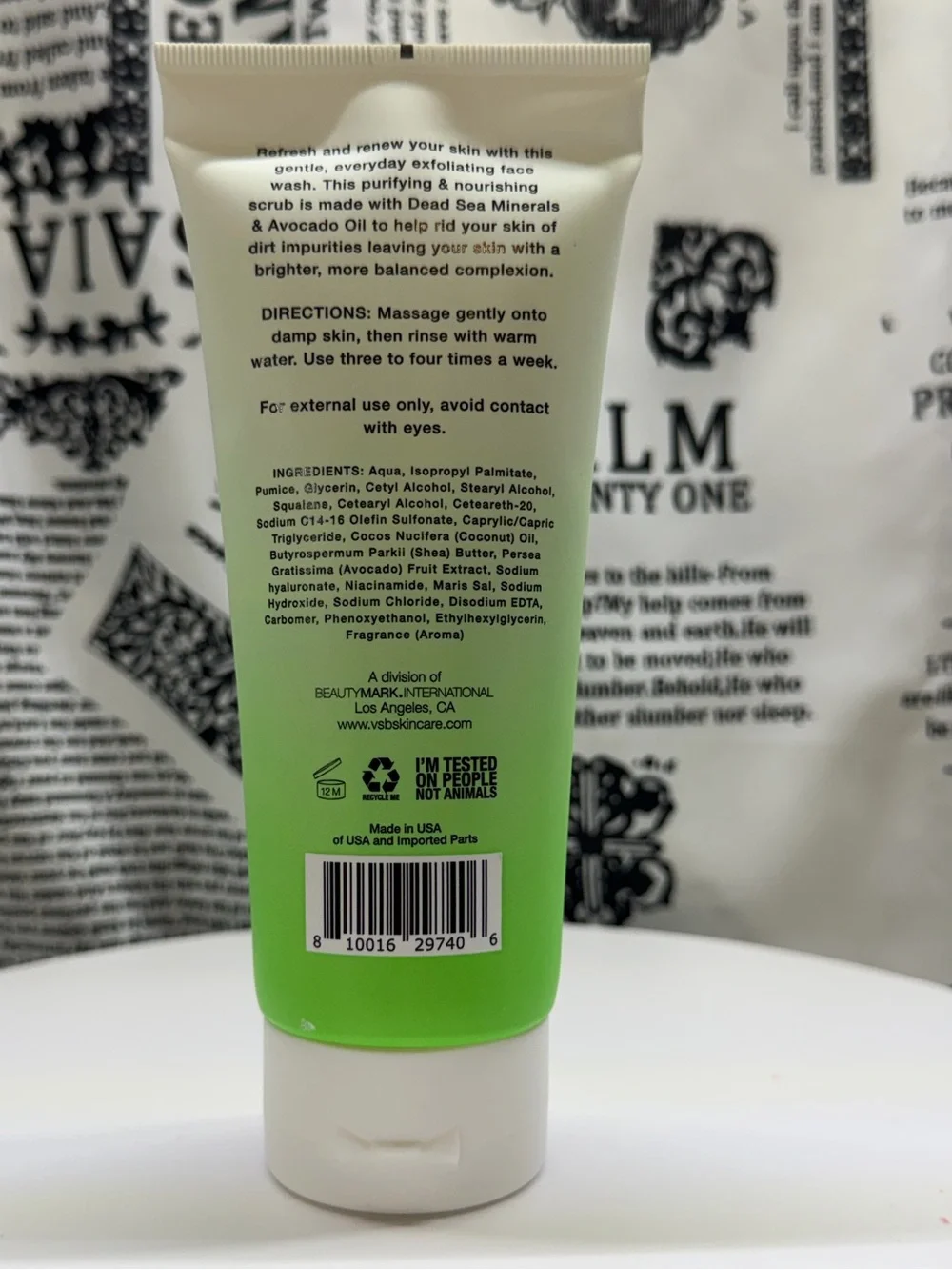 Dead Sea Minerals Avocado Purifying Face Scrub with headband